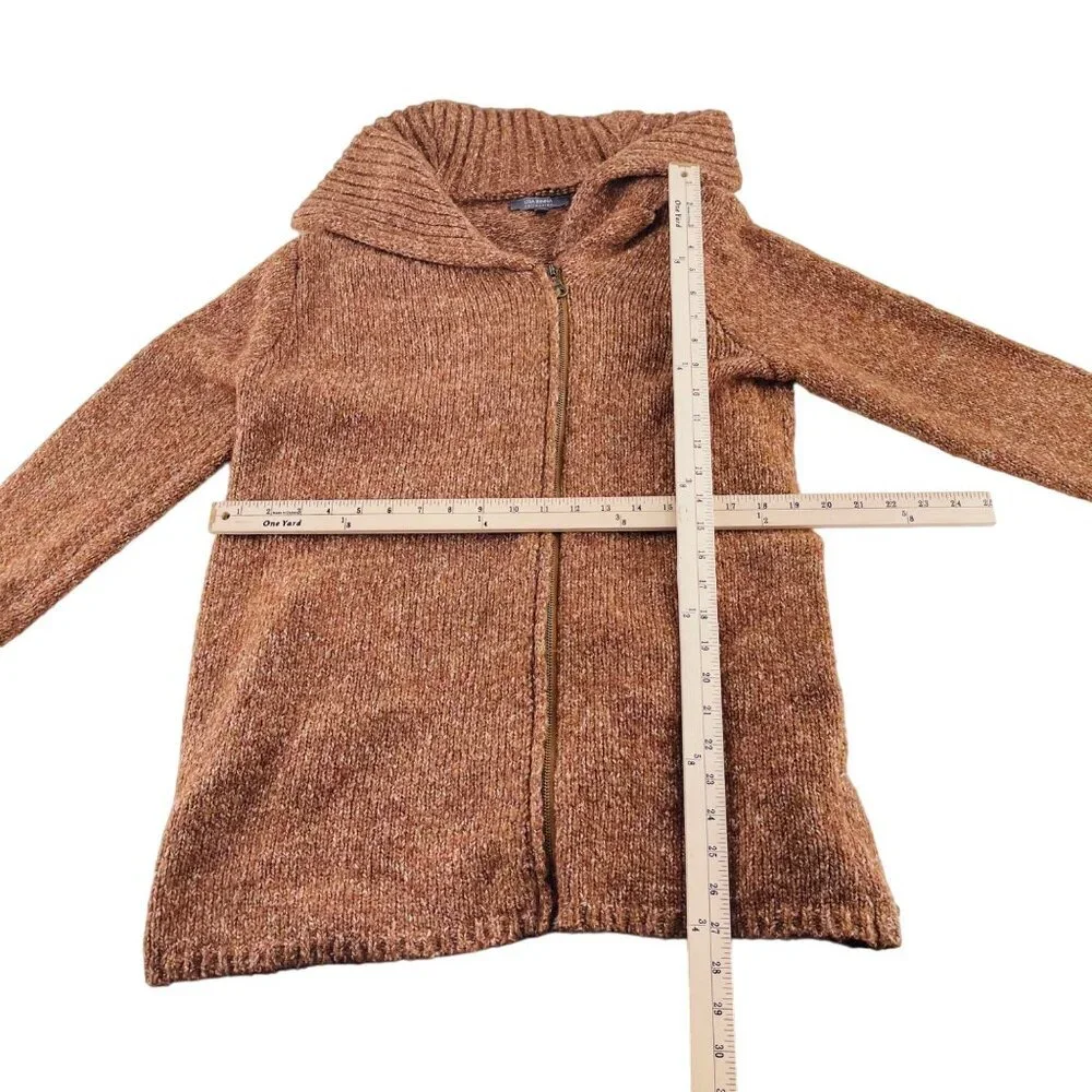 Lisa Rinna Collection Womens M‎ Knit Zipper Cardigan Sweater With Cowl Neck